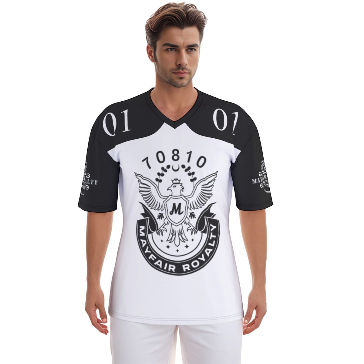 Mayfair Royalty Park East White and Black Football Jersey