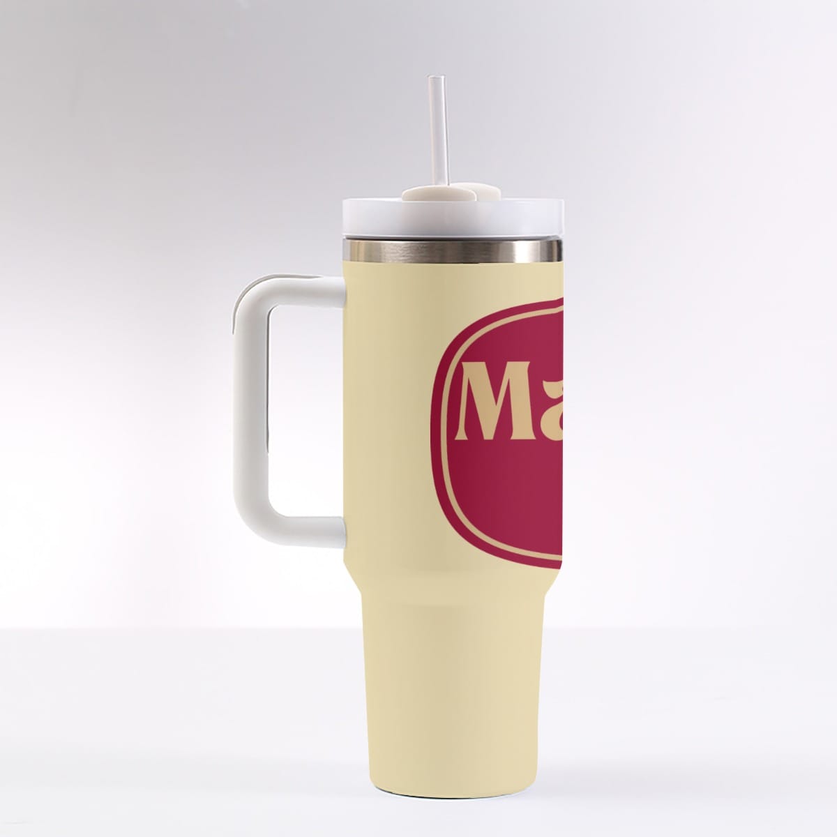 Mayfair Heights Tan Old English 40 OZ Tumbler With Handle - Image 3