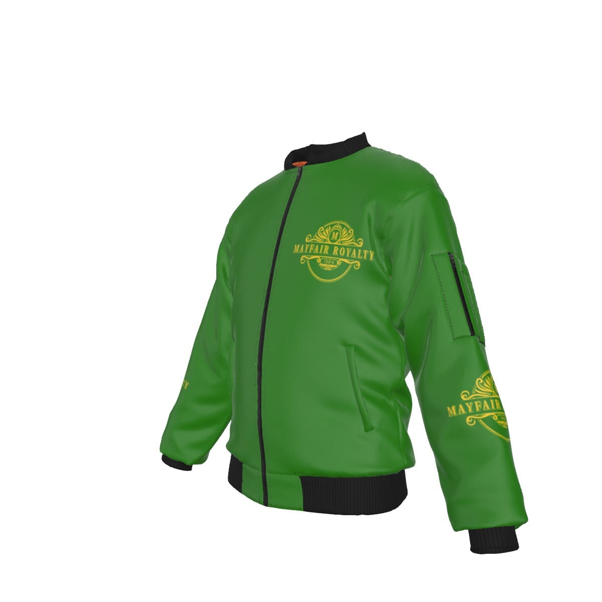 Mayfair Royalty Men's Green and Gold Bomber Jacket - Image 2